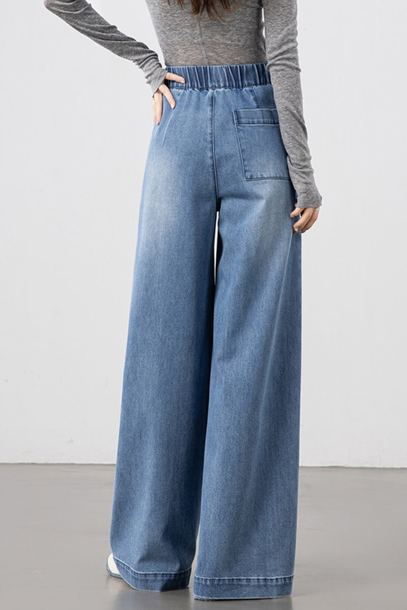 Soft Blue Wave Wide Pants
