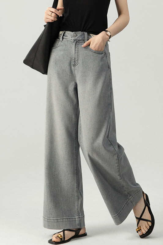 Gray Wash Wide Leg Jeans