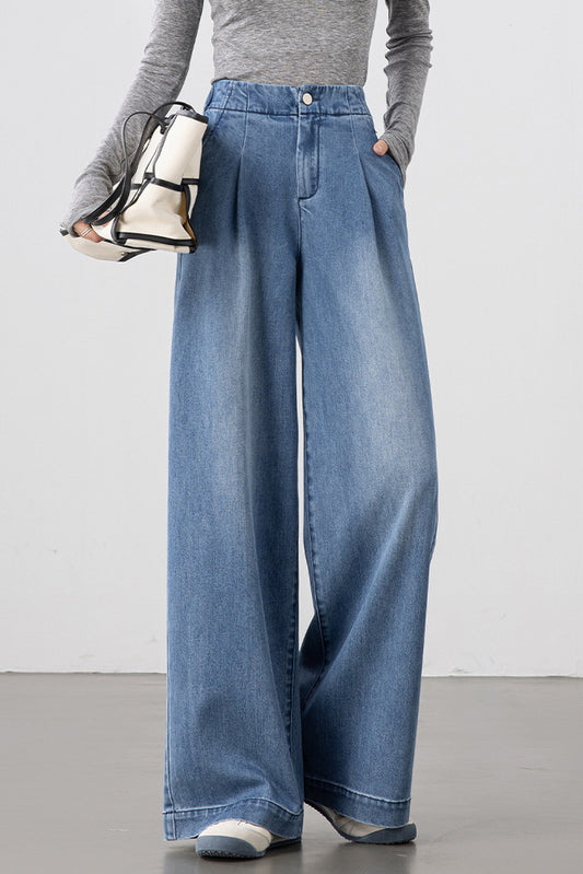 Soft Blue Wave Wide Pants
