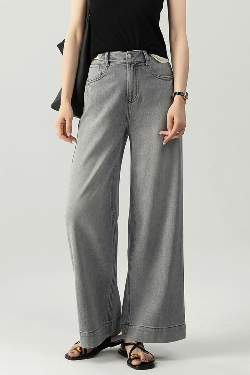 Gray Wash Wide Leg Jeans