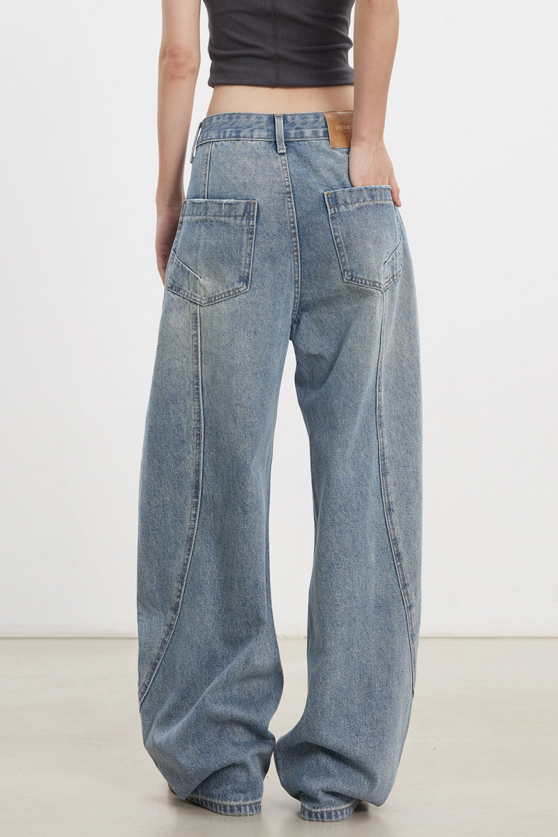 Light Wash Curved Pants