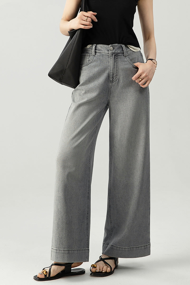 Gray Wash Wide Leg Jeans