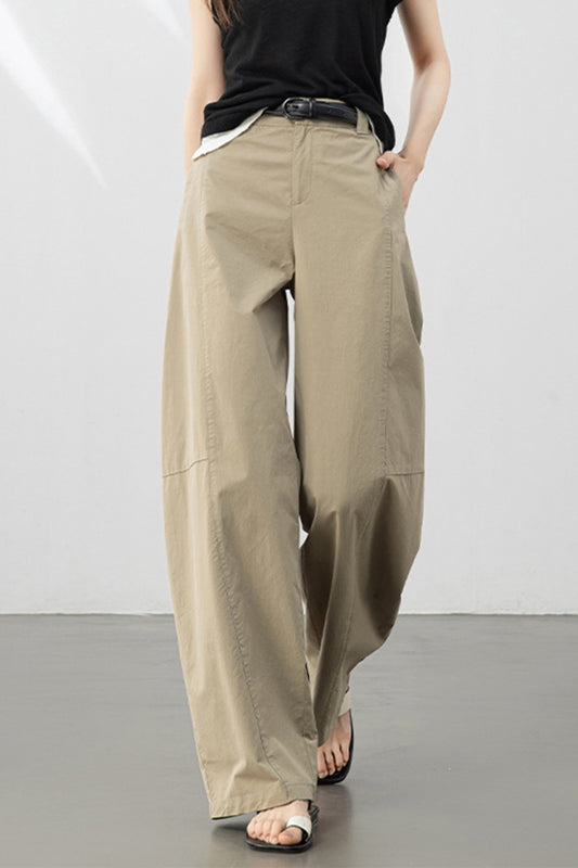 Beige Relaxed Curve Pants