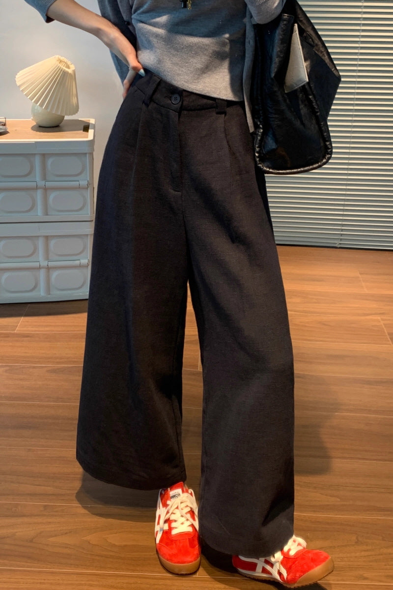 Black Linen Wide Pants