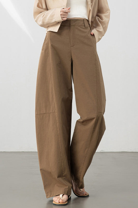 Brown Relaxed Curve Pants