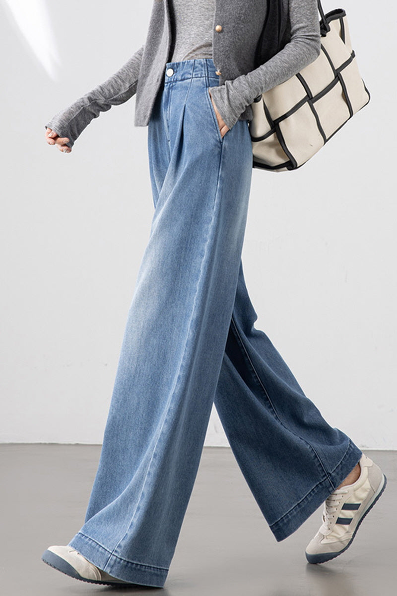 Soft Blue Wave Wide Pants