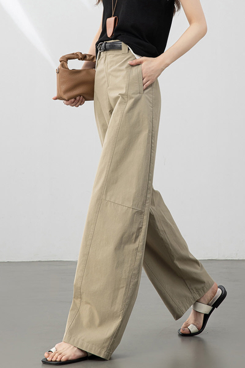 Beige Relaxed Curve Pants
