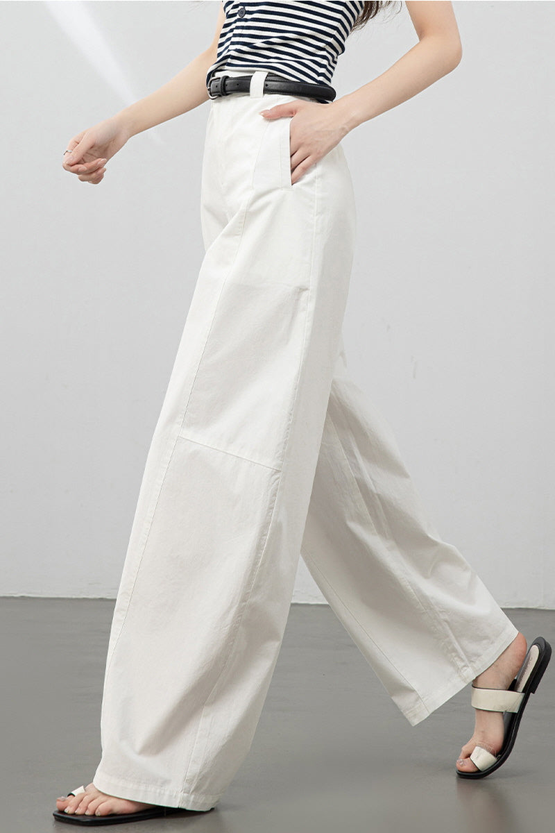 White Relaxed Curve Pants