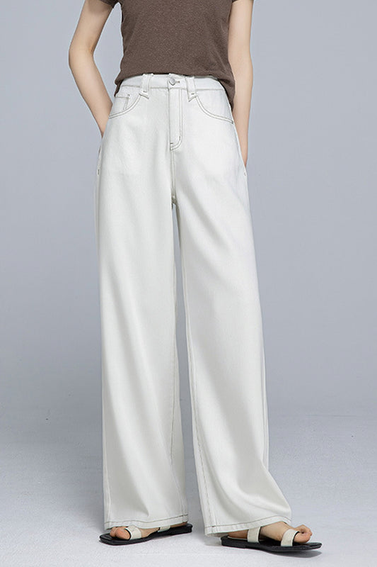 Cream Airy Wide Pants