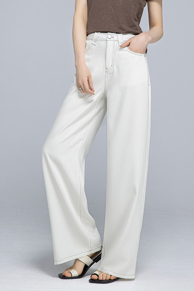 Cream Airy Wide Pants