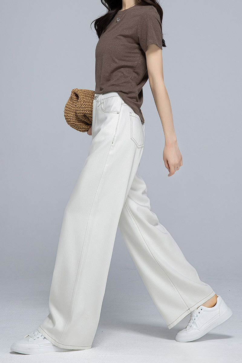 Cream Airy Wide Pants