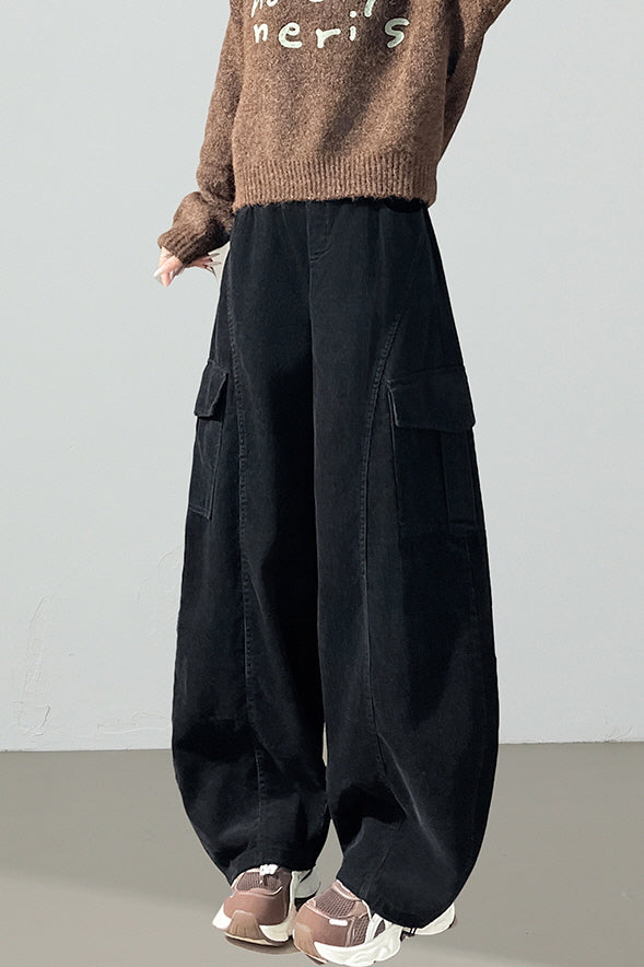 Black Curve Cargo Pants