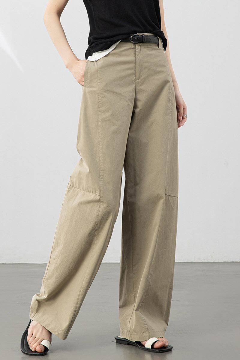 Beige Relaxed Curve Pants
