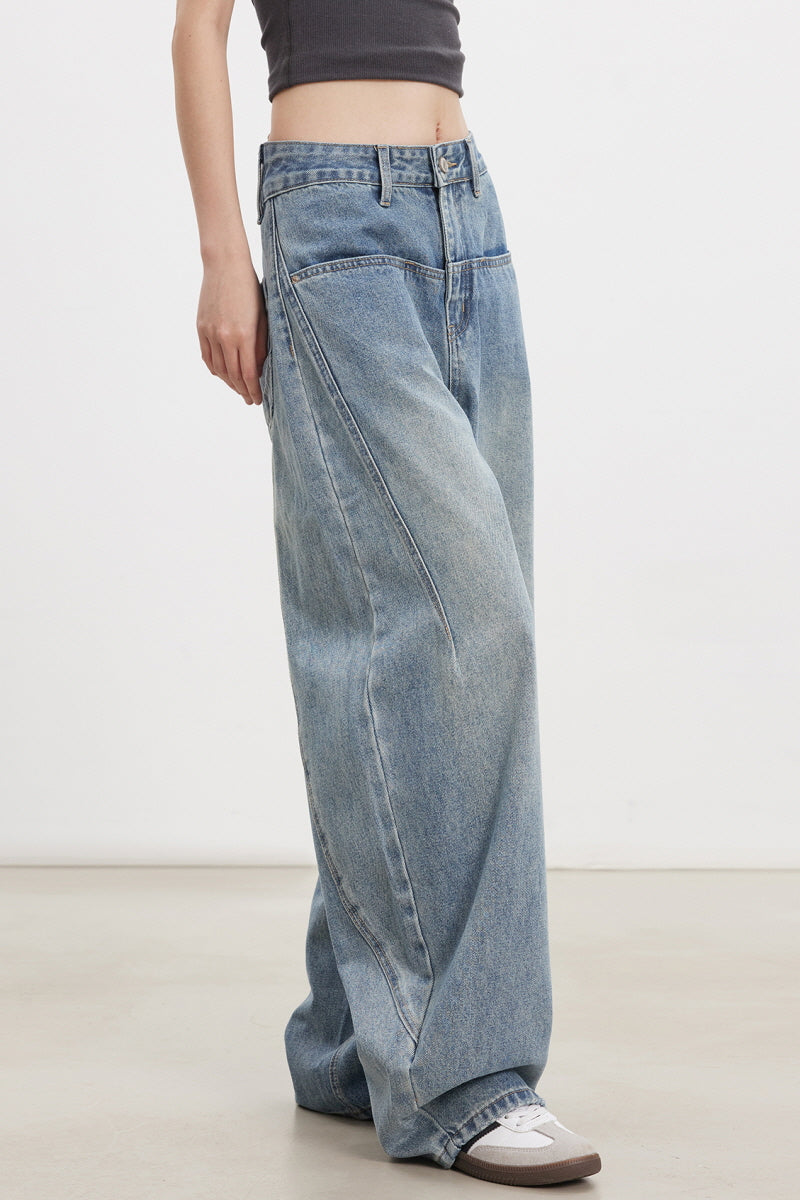Light Wash Curved Pants