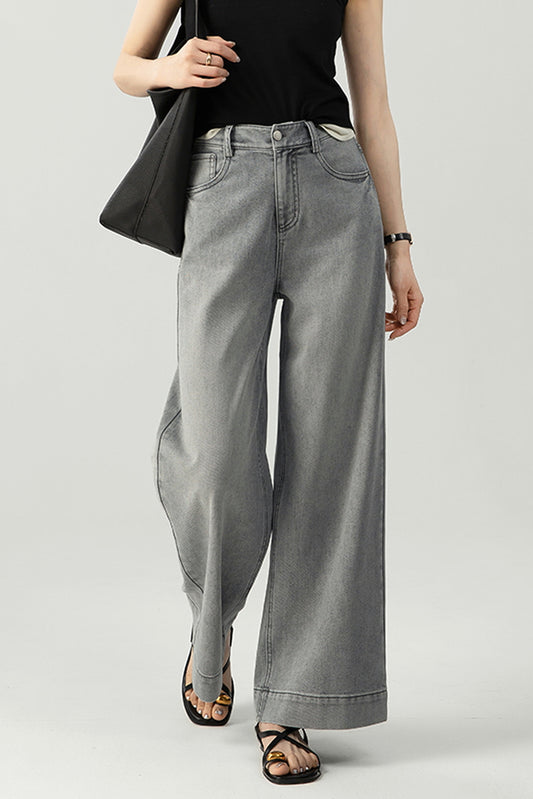 Gray Wash Wide Leg Jeans