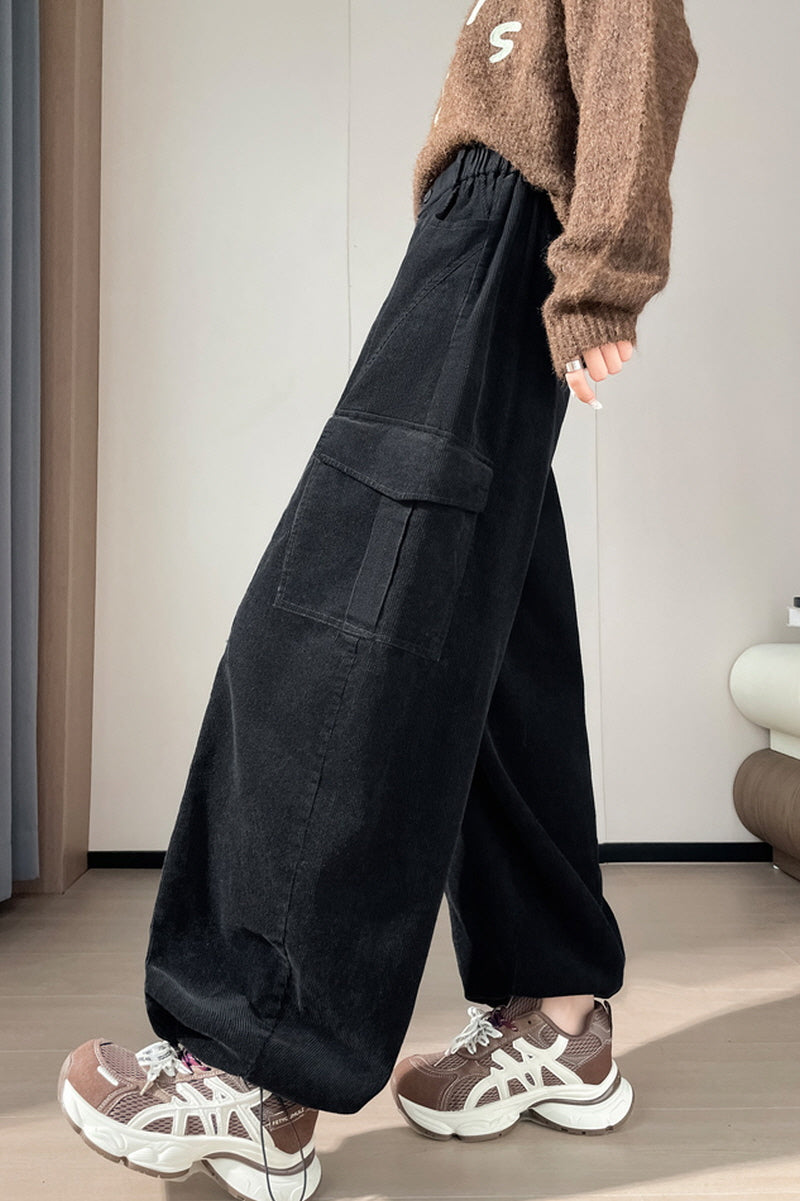 Black Curve Cargo Pants