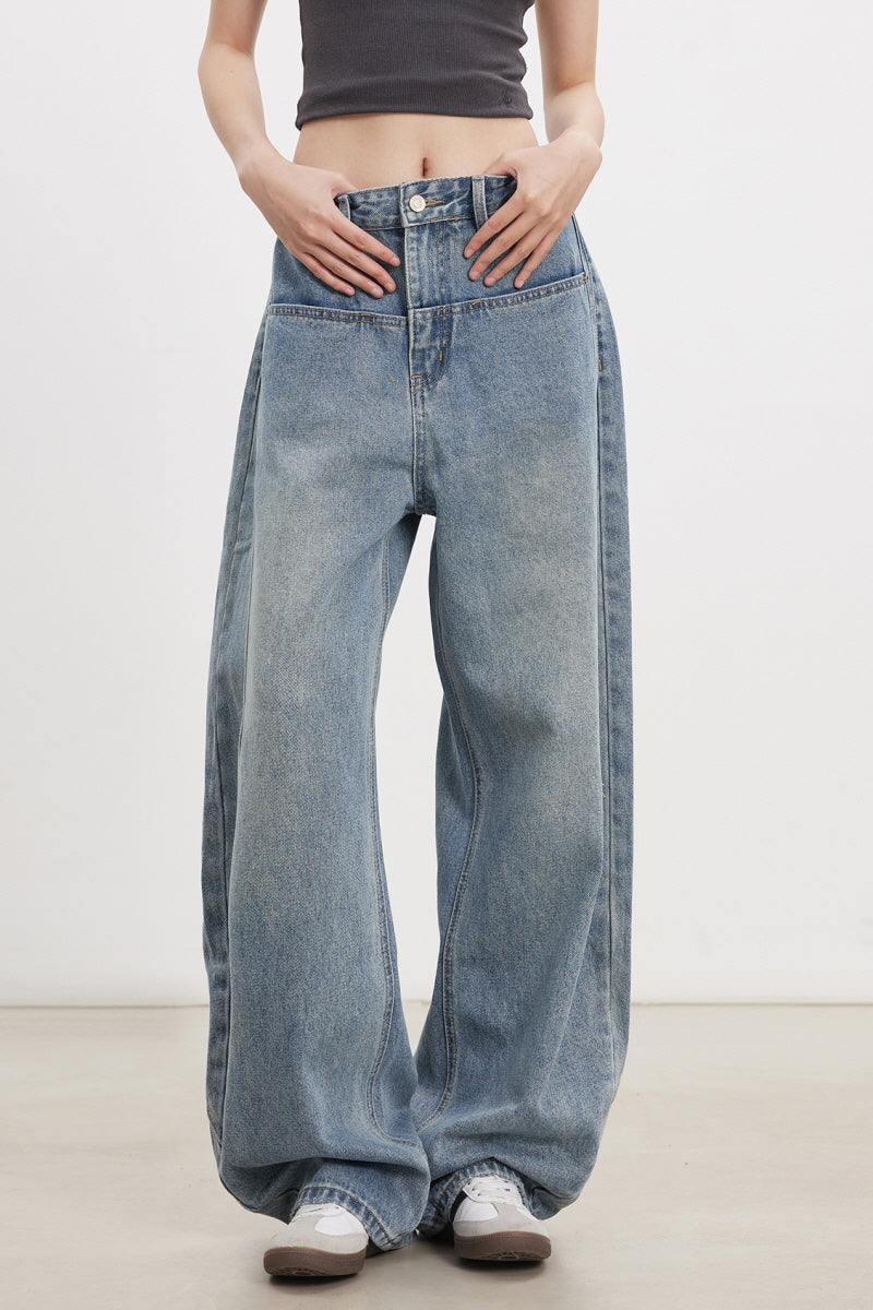 Light Wash Curved Pants