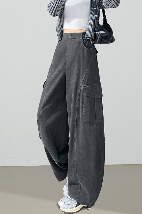 Charcoal Curve Cargo Pants