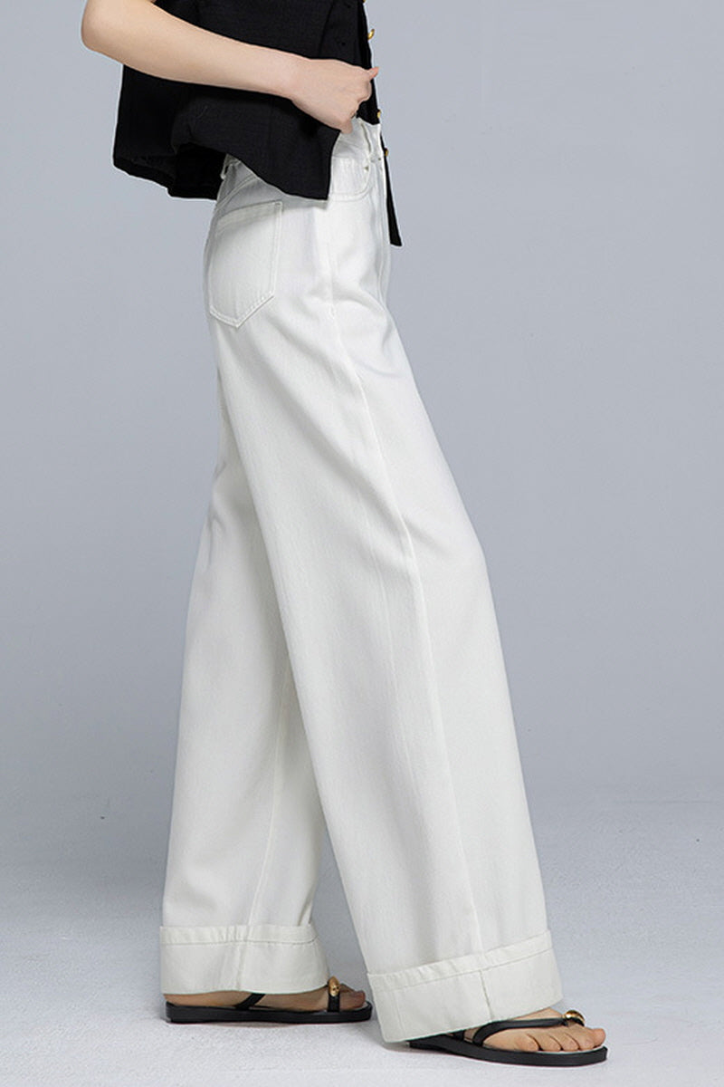 White Wide Pants