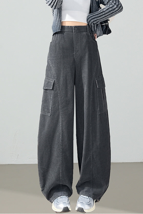 Charcoal Curve Cargo Pants