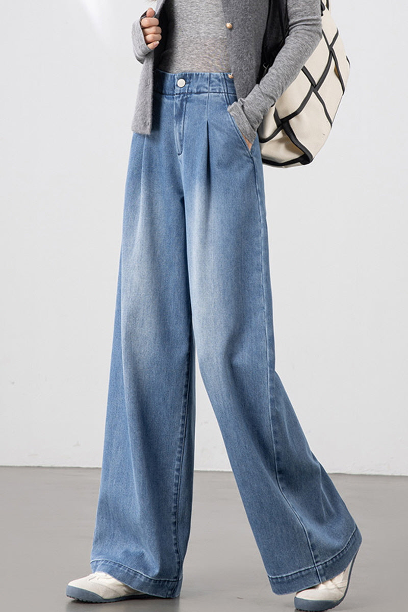 Soft Blue Wave Wide Pants