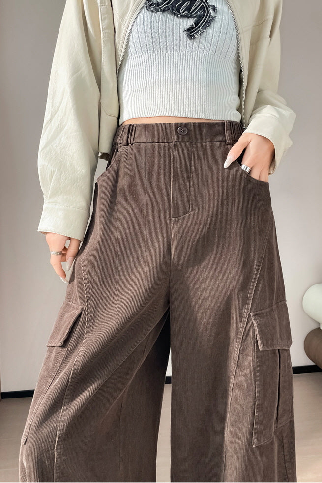 Brown Curve Cargo Pants