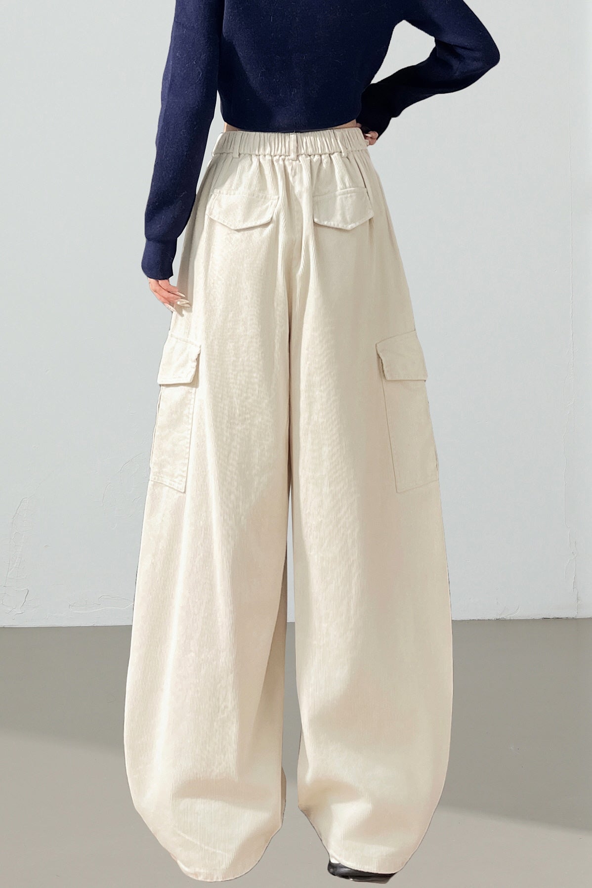 Cream Curve Cargo Pants