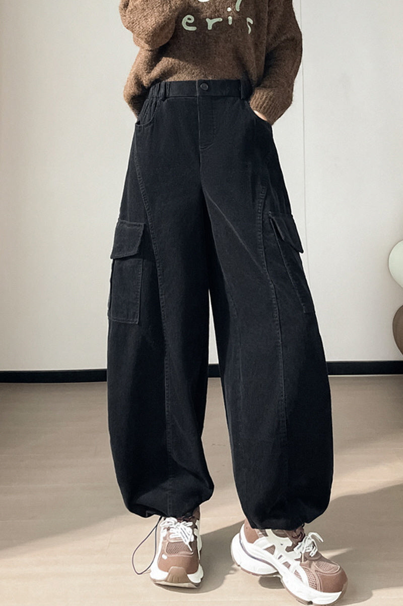 Black Curve Cargo Pants