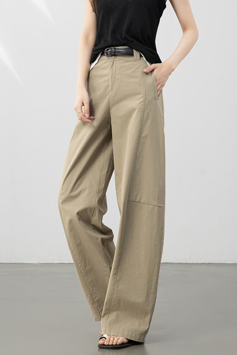 Beige Relaxed Curve Pants