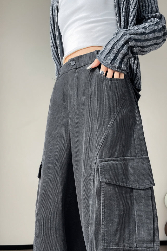 Charcoal Curve Cargo Pants
