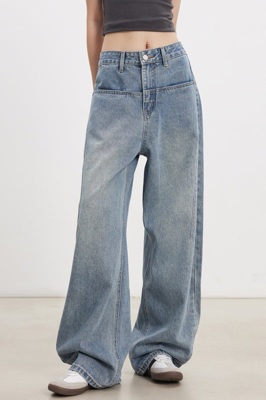 Light Wash Curved Pants
