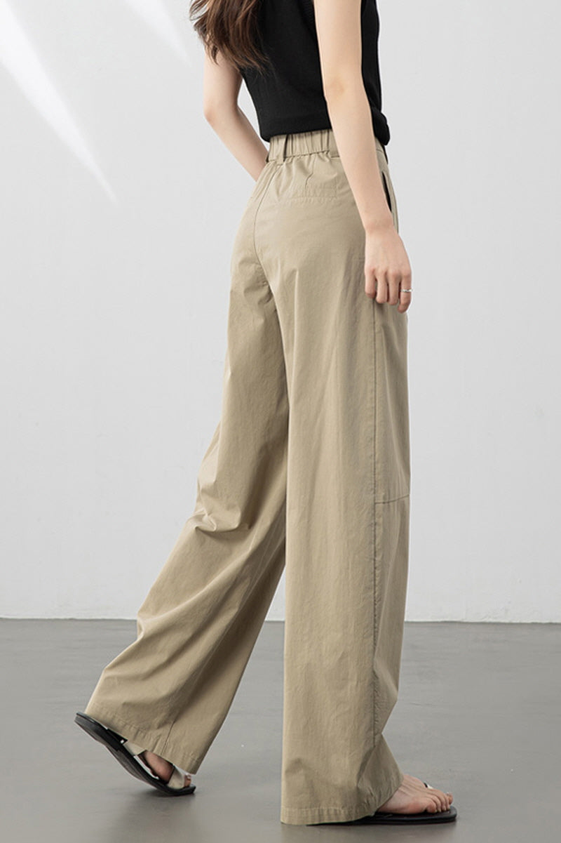 Beige Relaxed Curve Pants