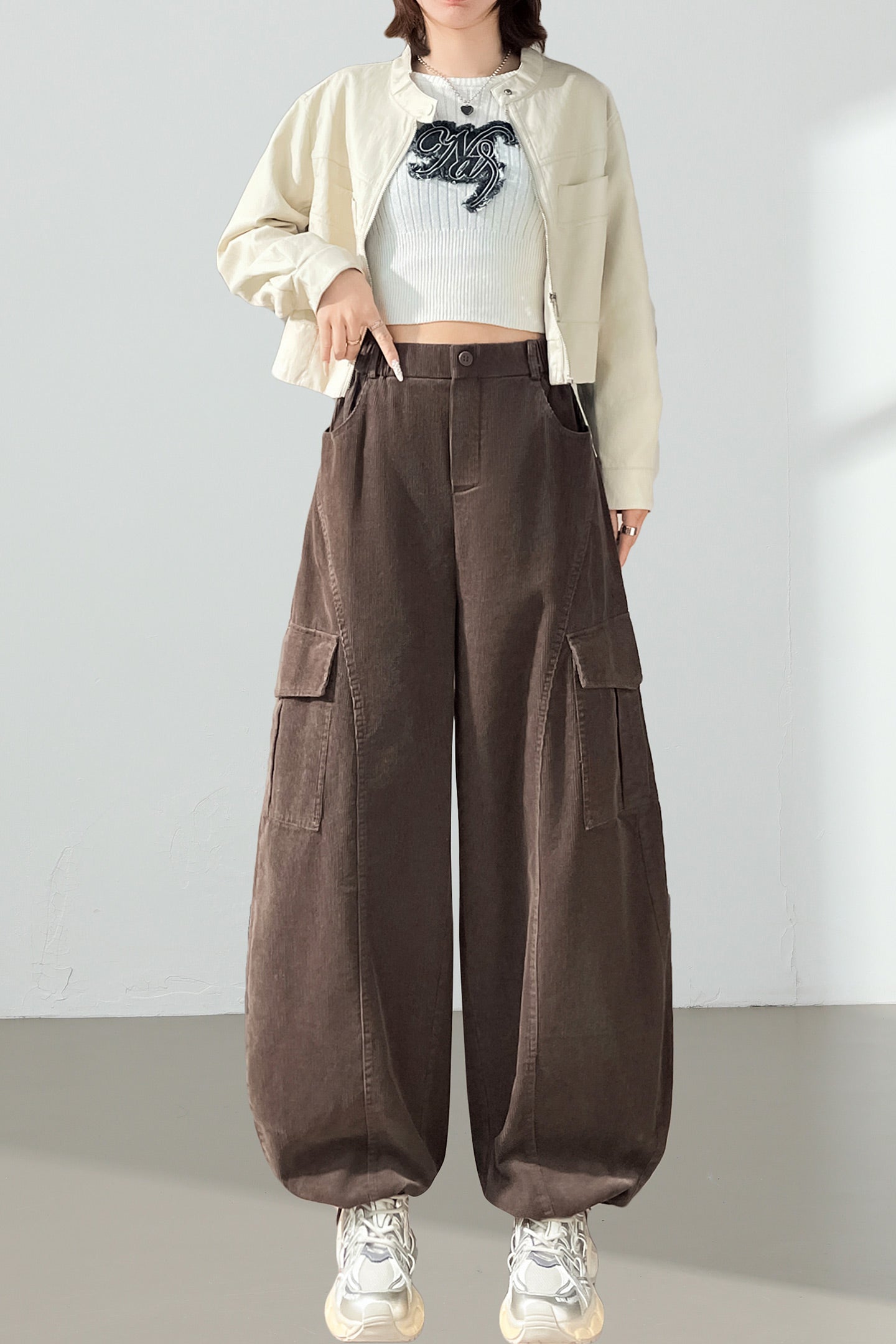 Brown Curve Cargo Pants
