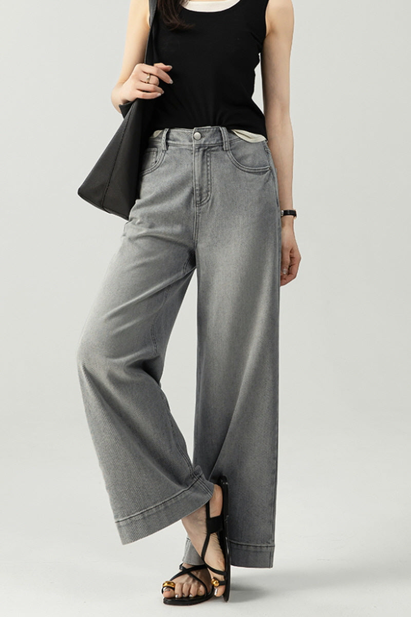 Gray Wash Wide Leg Jeans