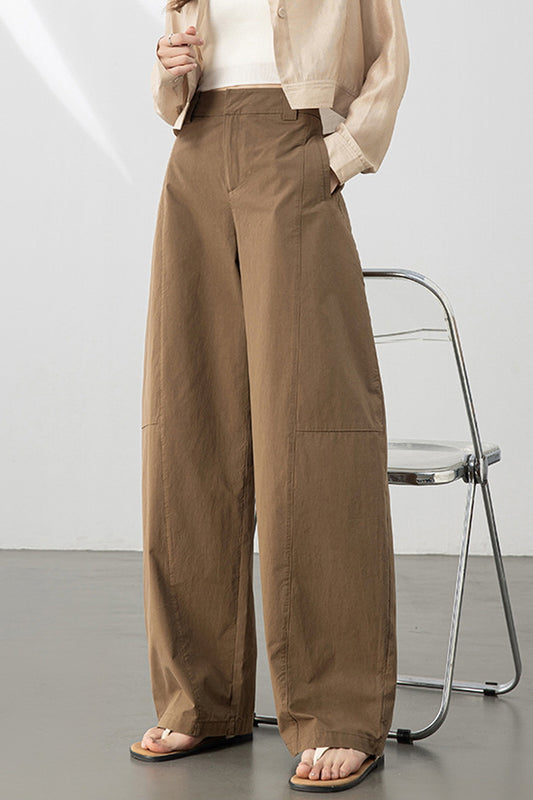Brown Relaxed Curve Pants