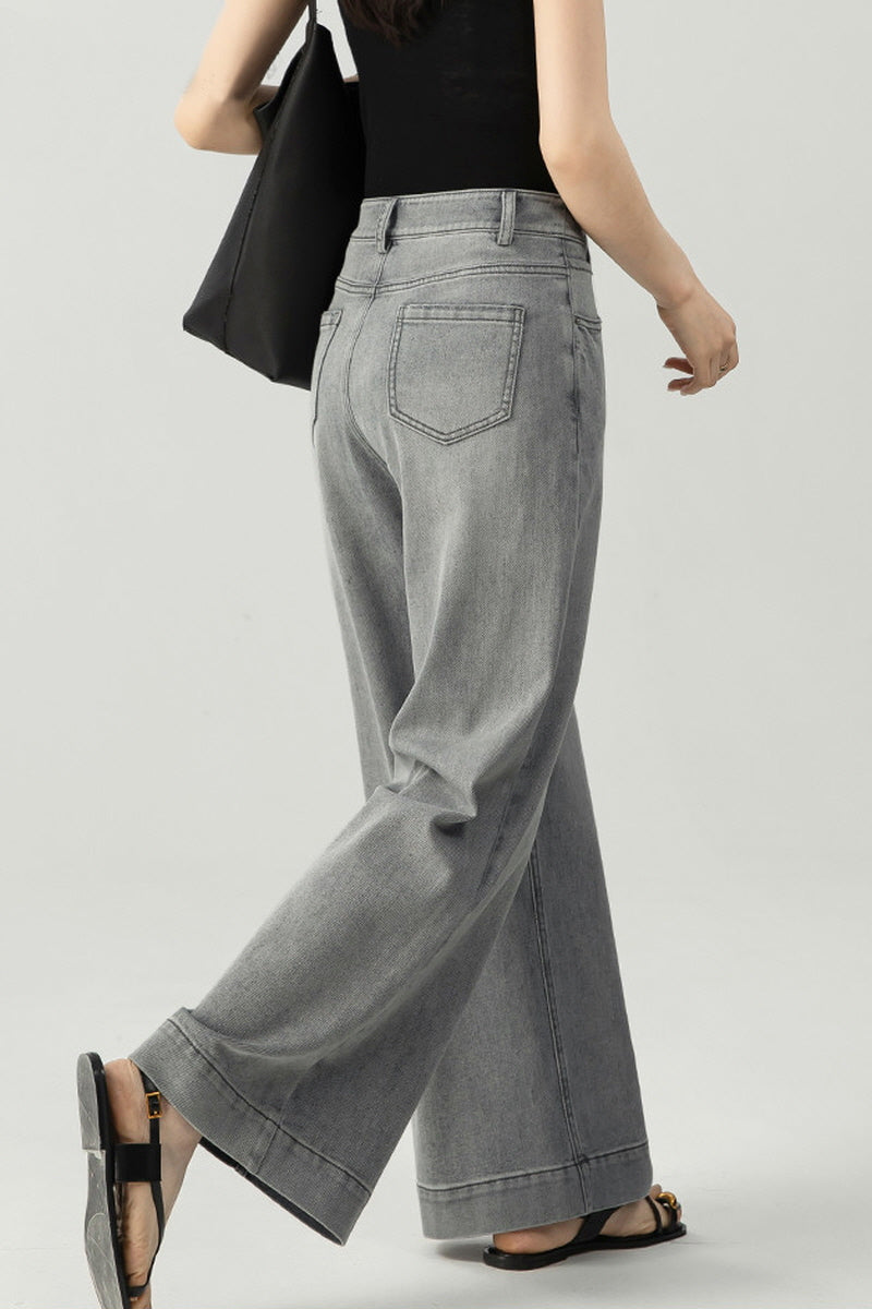 Gray Wash Wide Leg Jeans