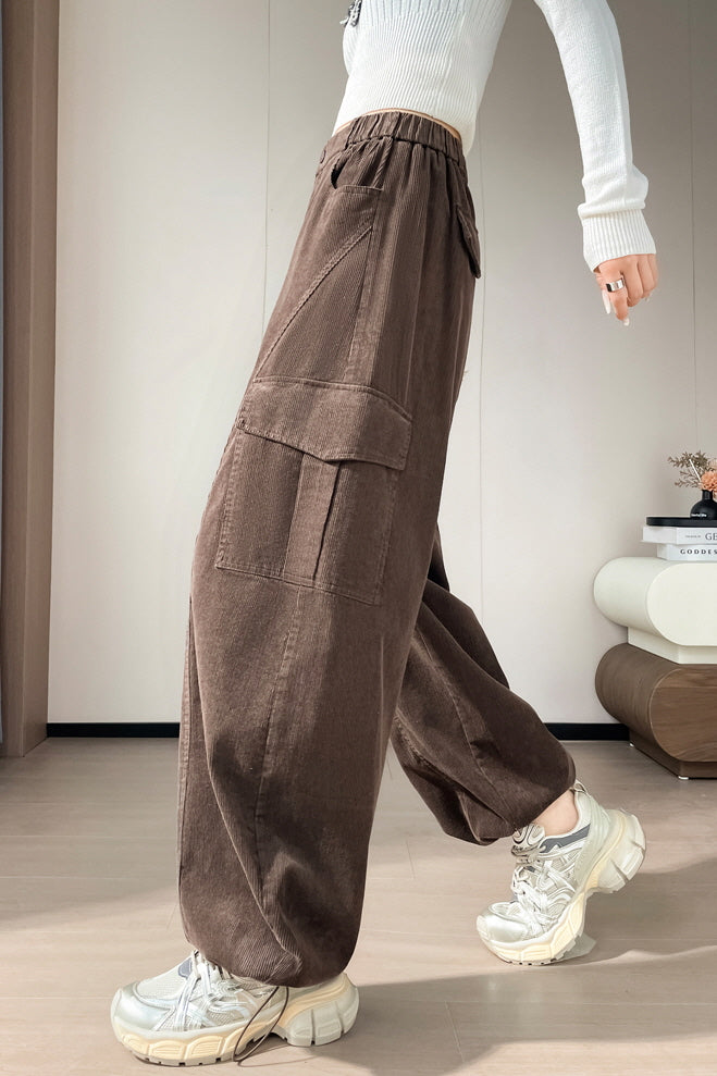 Brown Curve Cargo Pants