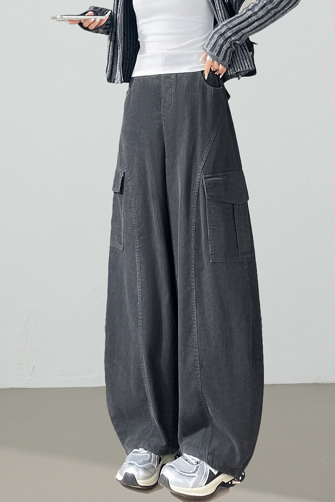 Charcoal Curve Cargo Pants