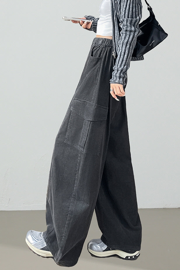 Charcoal Curve Cargo Pants
