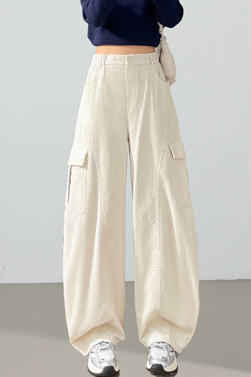 Cream Curve Cargo Pants