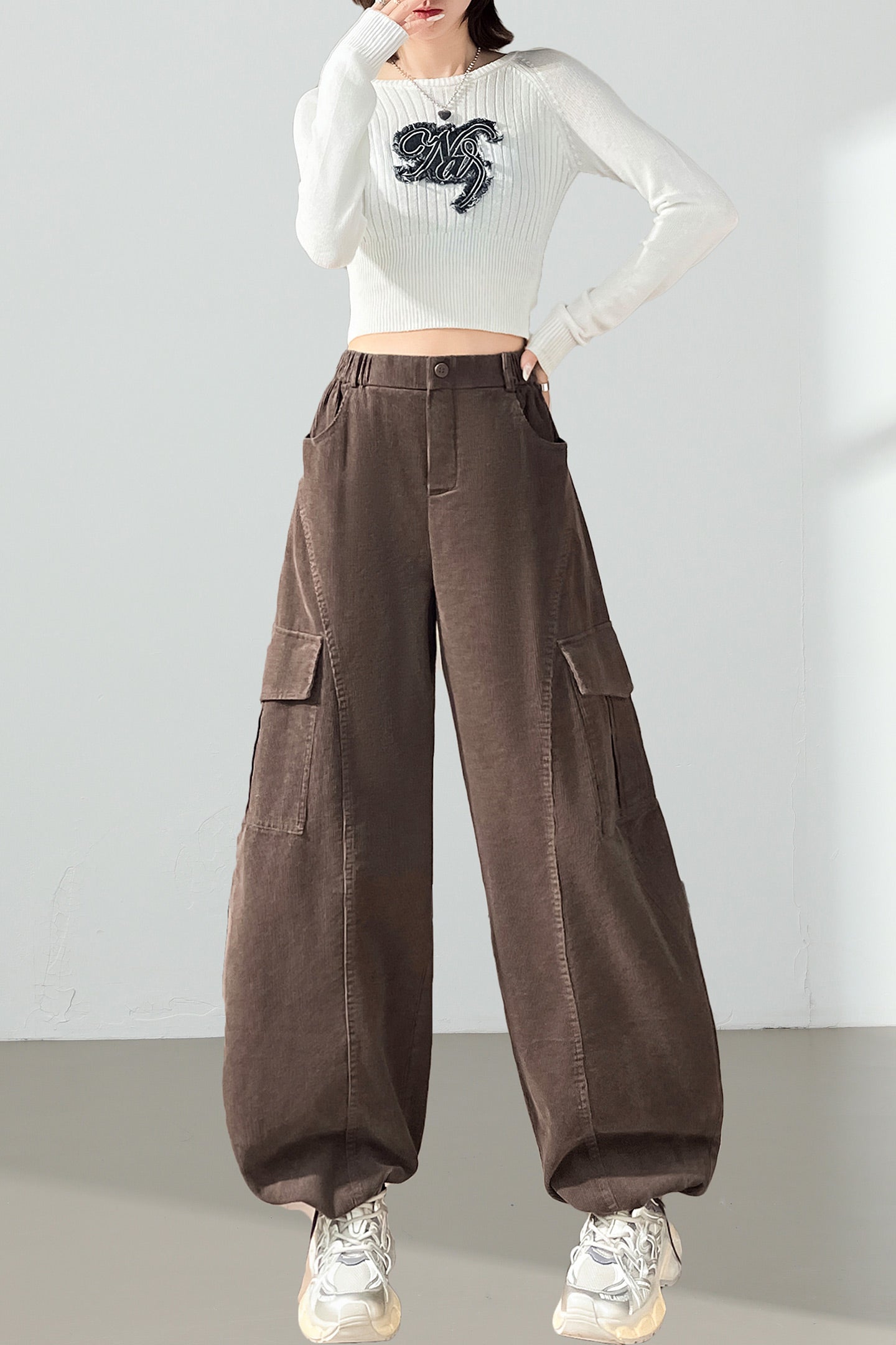Brown Curve Cargo Pants