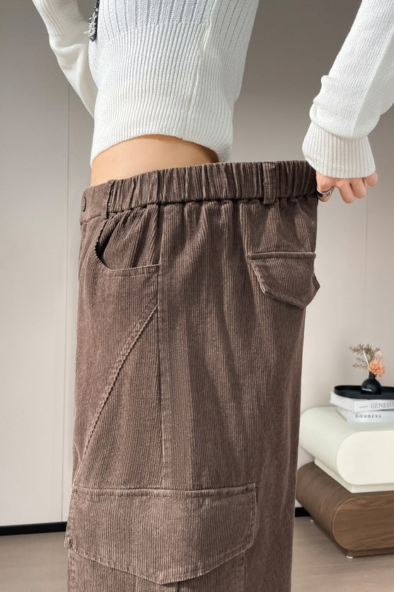 Brown Curve Cargo Pants
