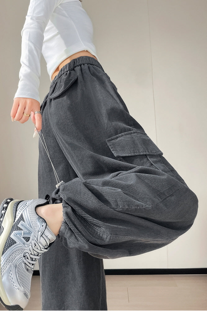 Charcoal Curve Cargo Pants