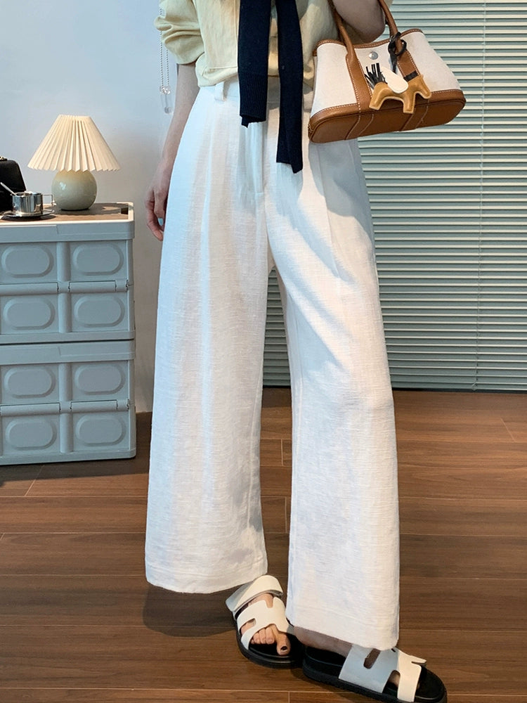 White Linen Wide Pants