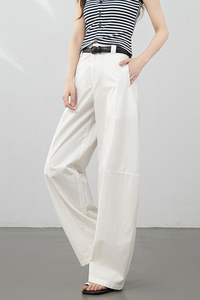 White Relaxed Curve Pants