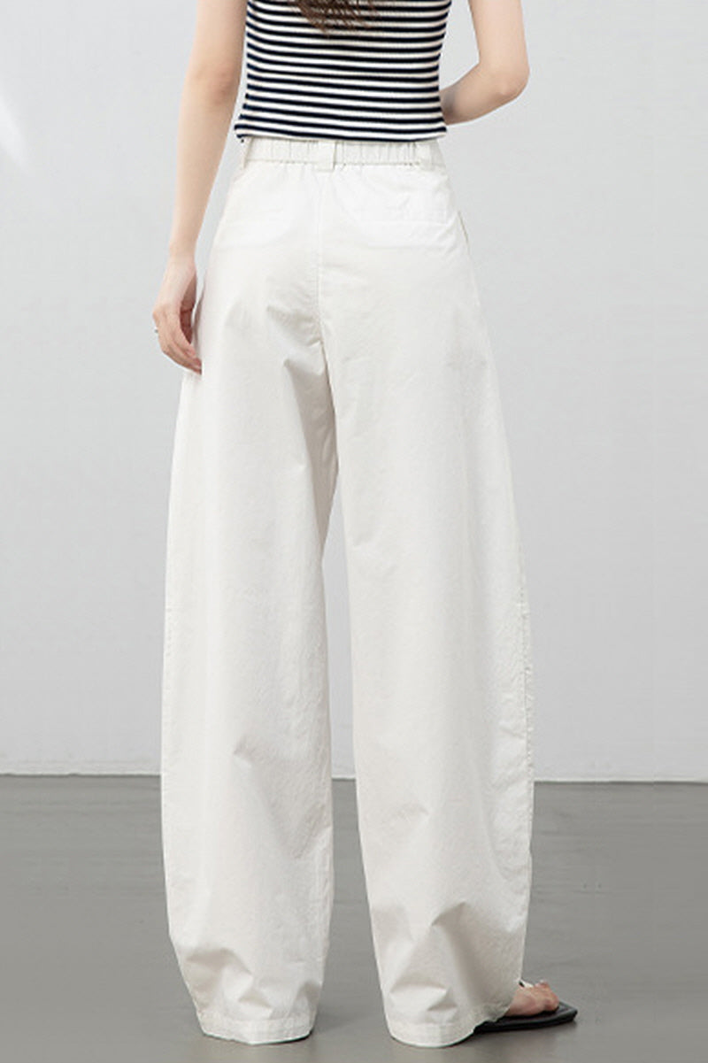 White Relaxed Curve Pants