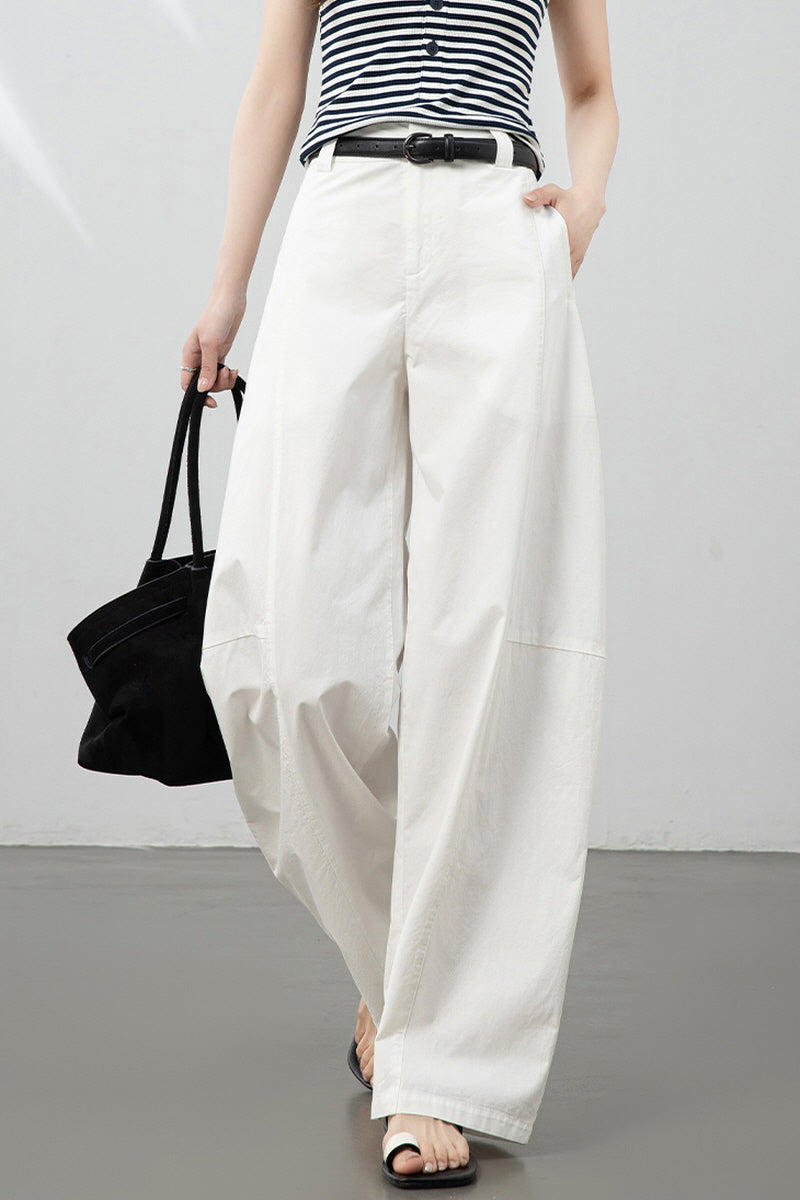 White Relaxed Curve Pants