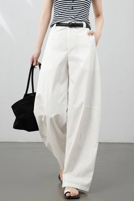 White Relaxed Curve Pants