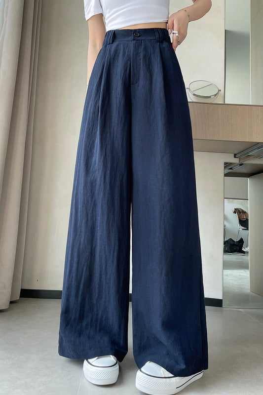Navy Wave Wide Pants