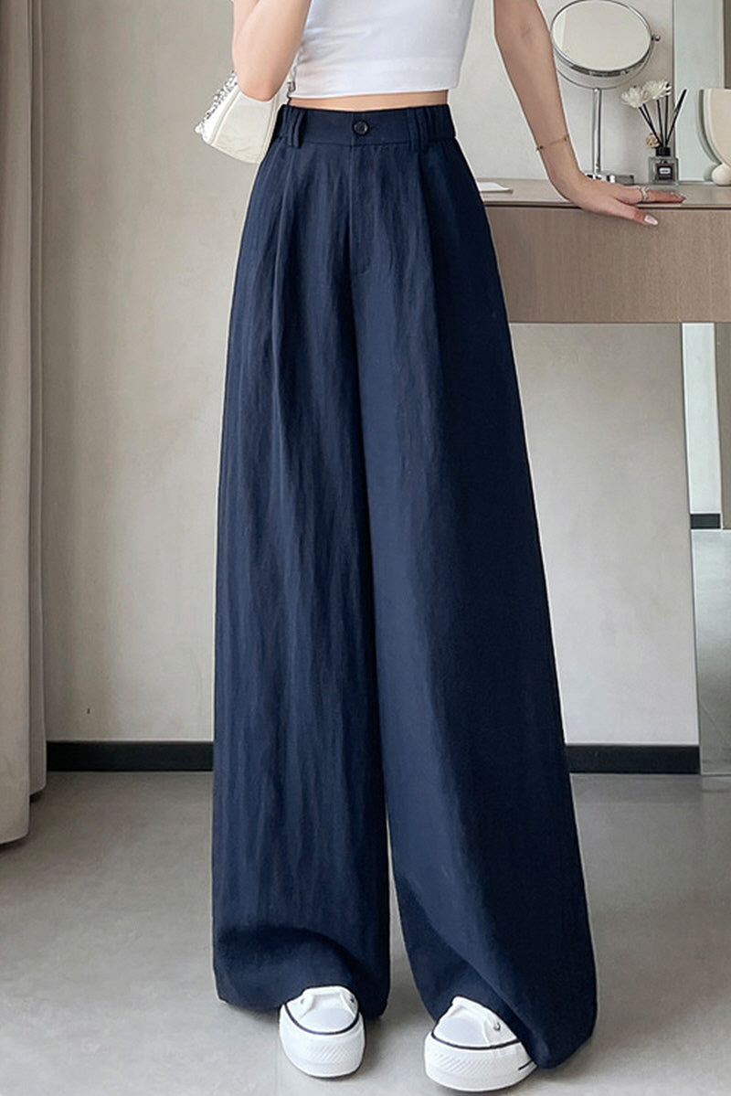 Navy Wave Wide Pants